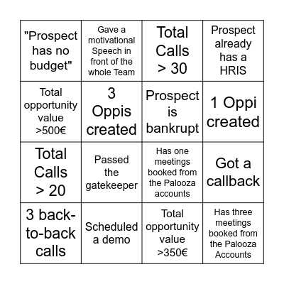 SB Palooza Day Bingo Card