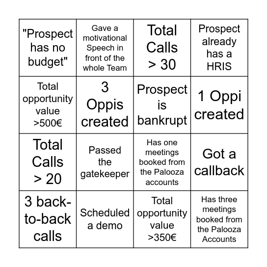 SB Palooza Day Bingo Card