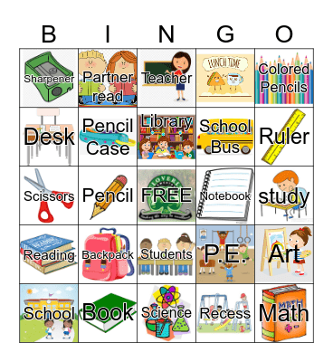 School Bingo Card