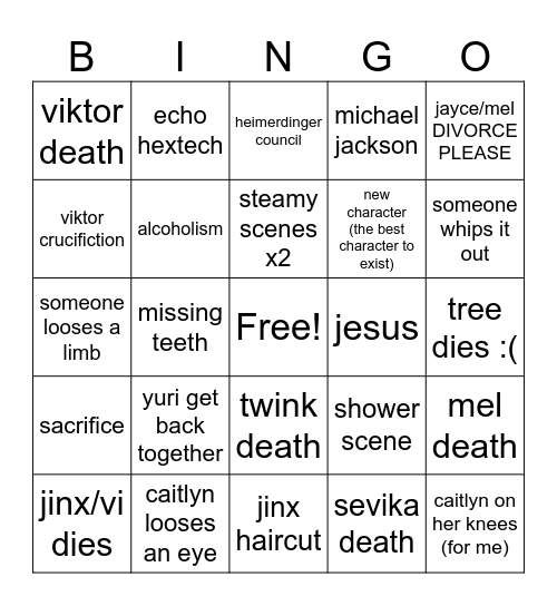 arcane S2 Bingo Card