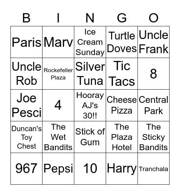 Home Alone/Home Alone 2  Bingo Card