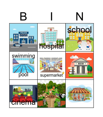 places in the city Bingo Card