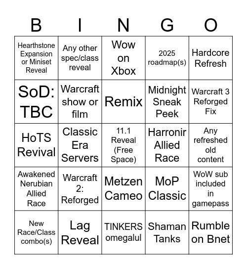 30th Anniversary Stream Bingo Card