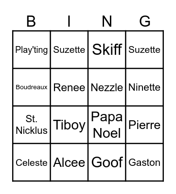 Cajun Christmas Bingo Card