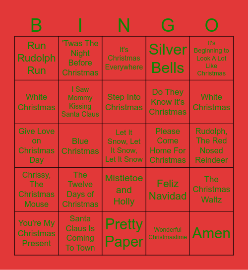 Norton Christmas Bingo Card