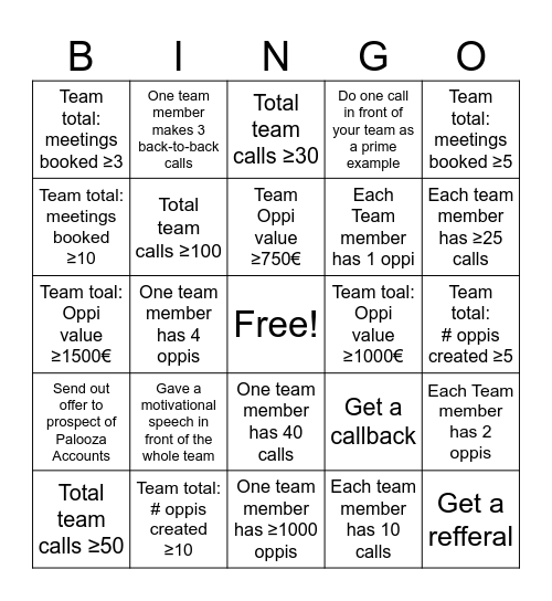 Sb Palooza Day Team-Bingo Card