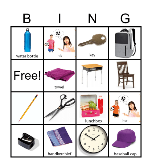 classroom objects Bingo Card