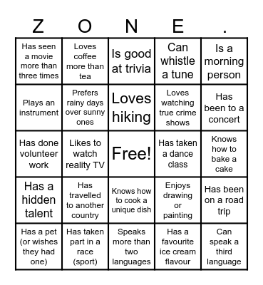CHILL AND CHAT BINGO Card