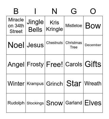 Christmas Bingo Card