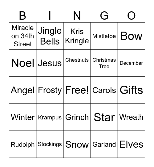 Christmas Bingo Card