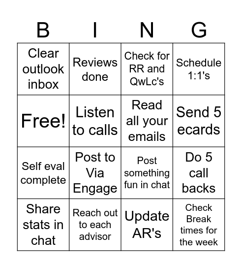 SM Bing Bingo Card