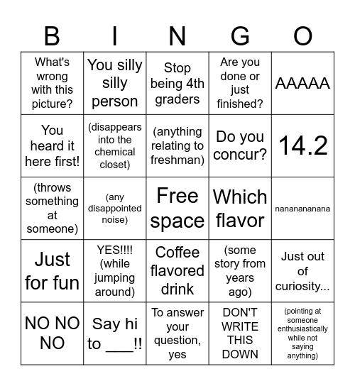 Lehman Bingo Card