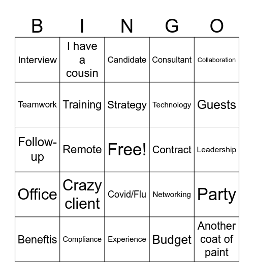 Planning Meeting Bingo Card