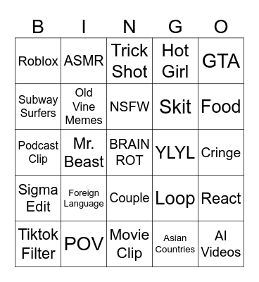 Reels Bingo Card