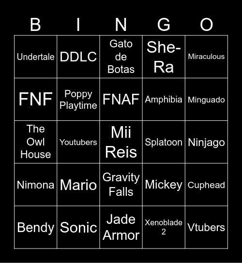 Sonic Fire Bingo Card