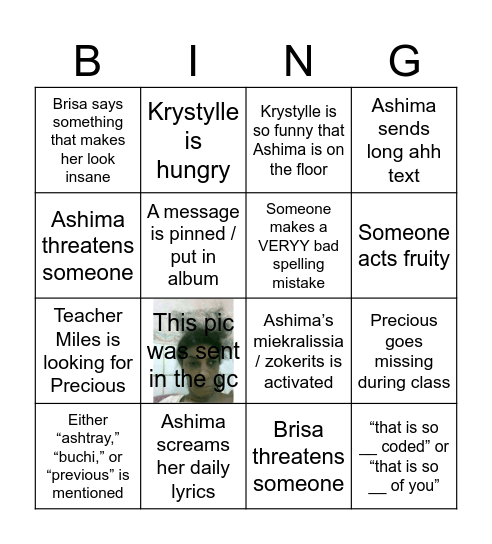 Weekday Family Bingo :3 Bingo Card