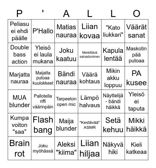 LÄTKÄ BLUNDERS Bingo Card