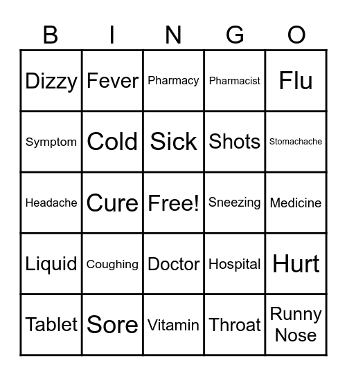 Medical Bingo Card