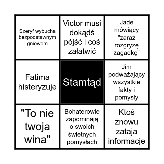 Stamtąd bingo Card