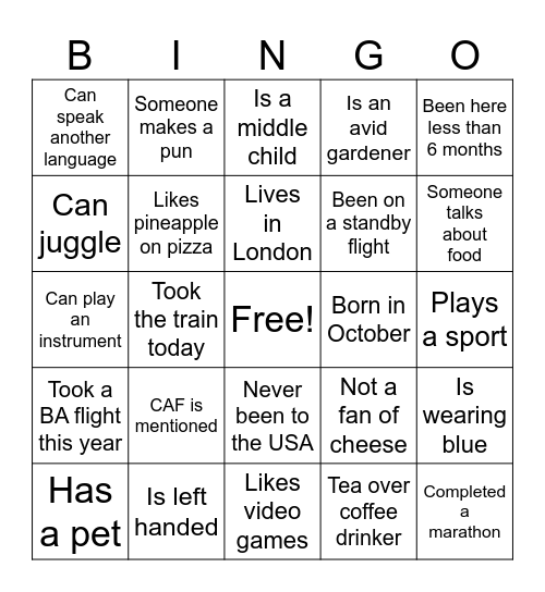 Team someone who Bingo Card
