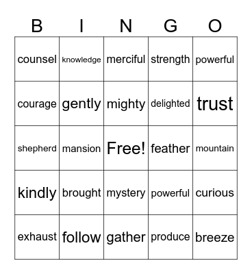 VOCABULARY Bingo Card