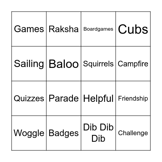 Cubs Bingo Card