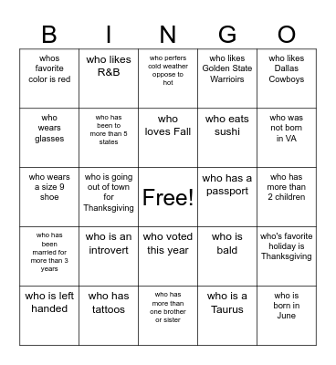 Untitled Bingo Card
