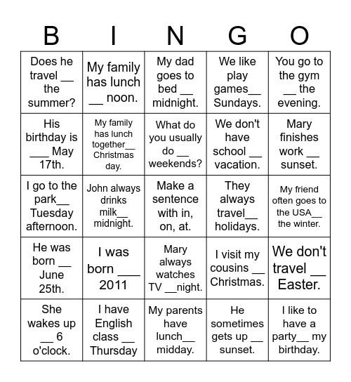 Untitled Bingo Card