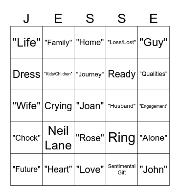 Golden Bachelorette Finale Bingo Card