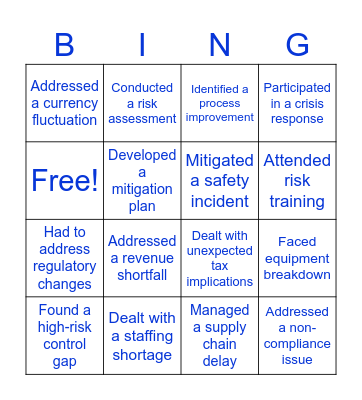 Risk Bingo Card