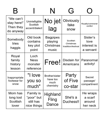 A Merry Scottish Christmas Bingo Card