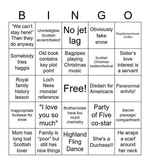 A Merry Scottish Christmas Bingo Card