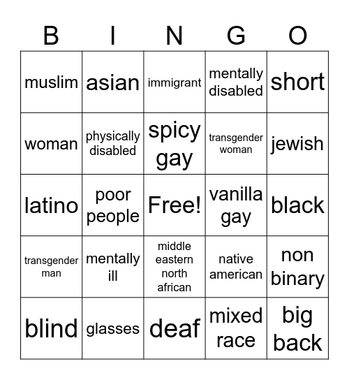 minority bingo Card