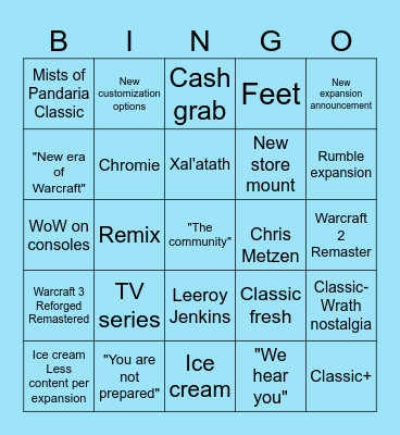 Warcraft direct Bingo Card