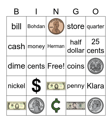 MONEY Bingo Card