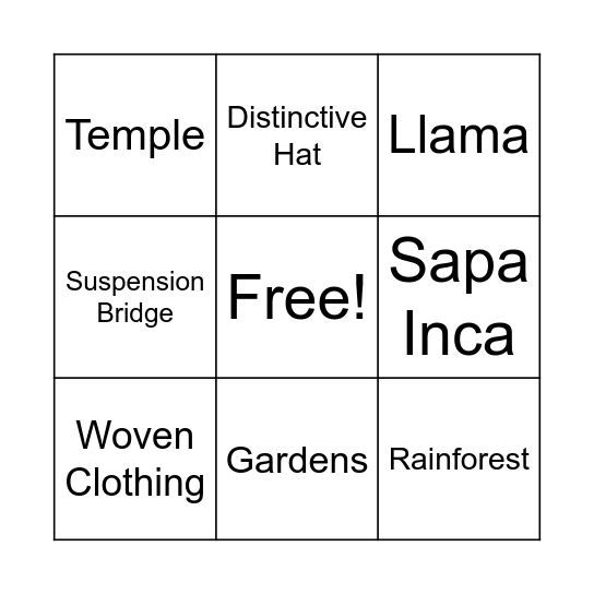 Ancient Civilization Bingo! Bingo Card