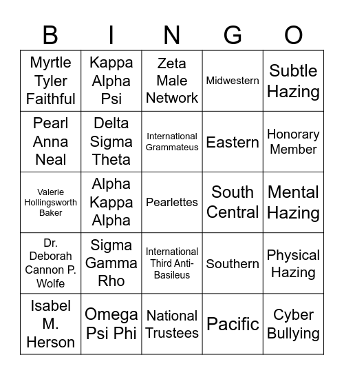 GAGZ Edition Bingo Card