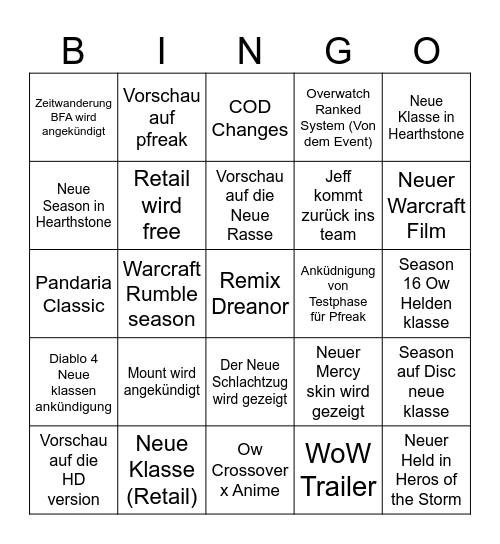 WoW Bingo Card