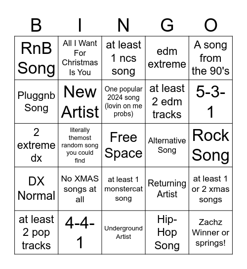 S46 - WINTER HAZE Bingo Card