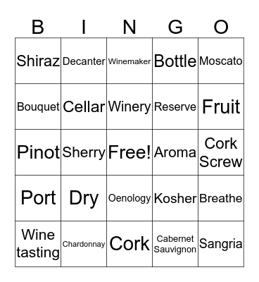 Ribfest Wine Bingo Card