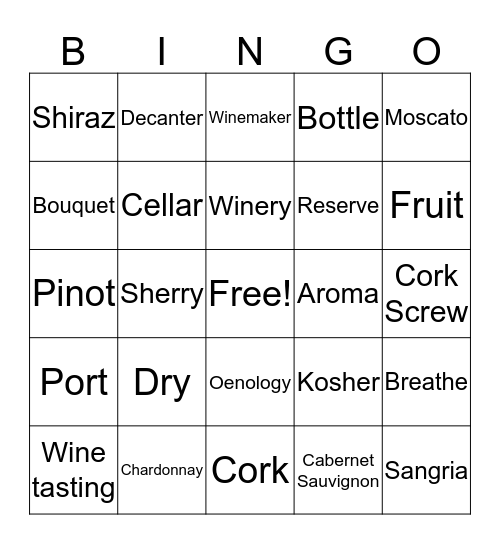 Ribfest Wine Bingo Card