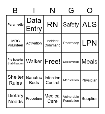 SHELTER BINGO Card