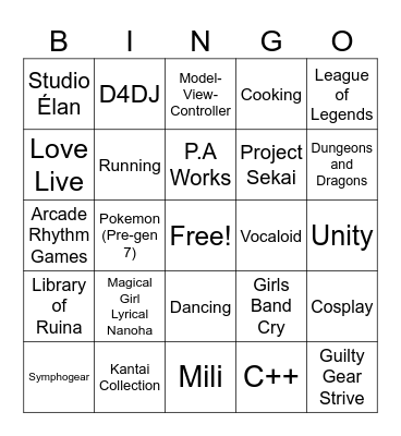 Warspiteful Bingo Card