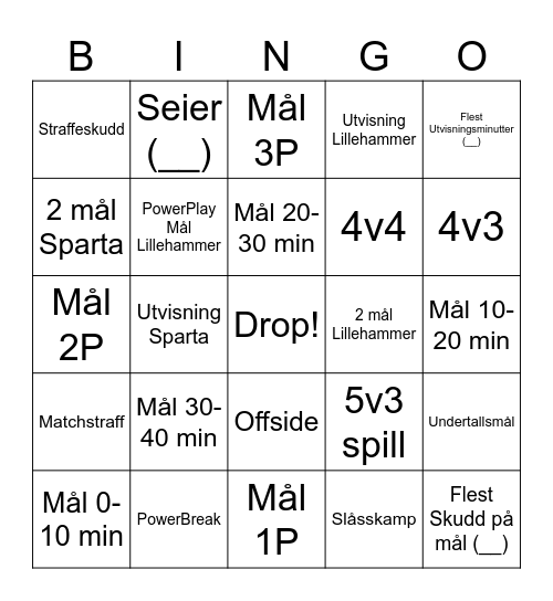 HOCKEY BINGO! Bingo Card