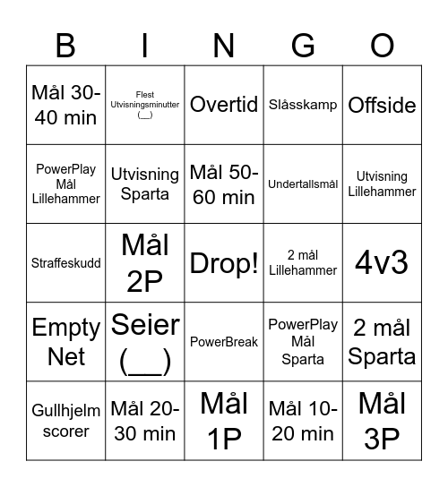 HOCKEY BINGO! Bingo Card