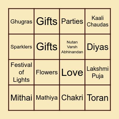 Diwali Bingo Card