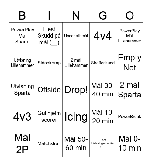 HOCKEY BINGO! Bingo Card