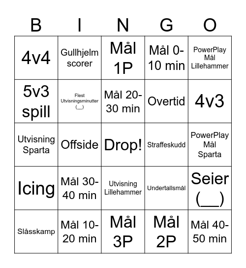 HOCKEY BINGO! Bingo Card