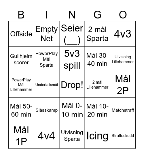 HOCKEY BINGO! Bingo Card