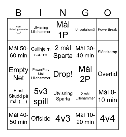 HOCKEY BINGO! Bingo Card